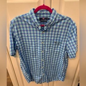 VINEYARD VINES Men’s Plaid Blue Green Button Down Shirt Size L EUC EASTER!!!
